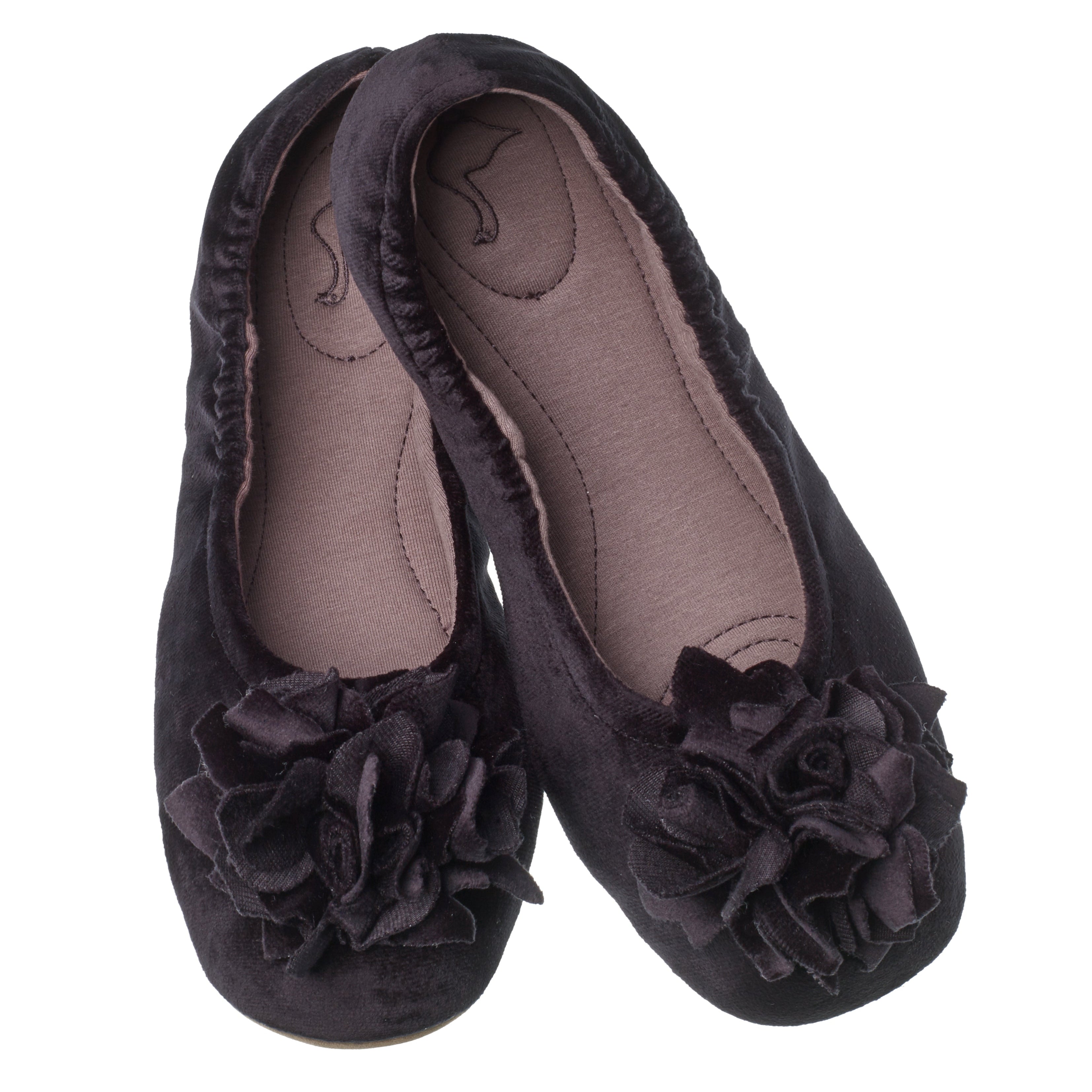 Hausschuh Ballerina pampuschen Grace velvet schwarz von oben