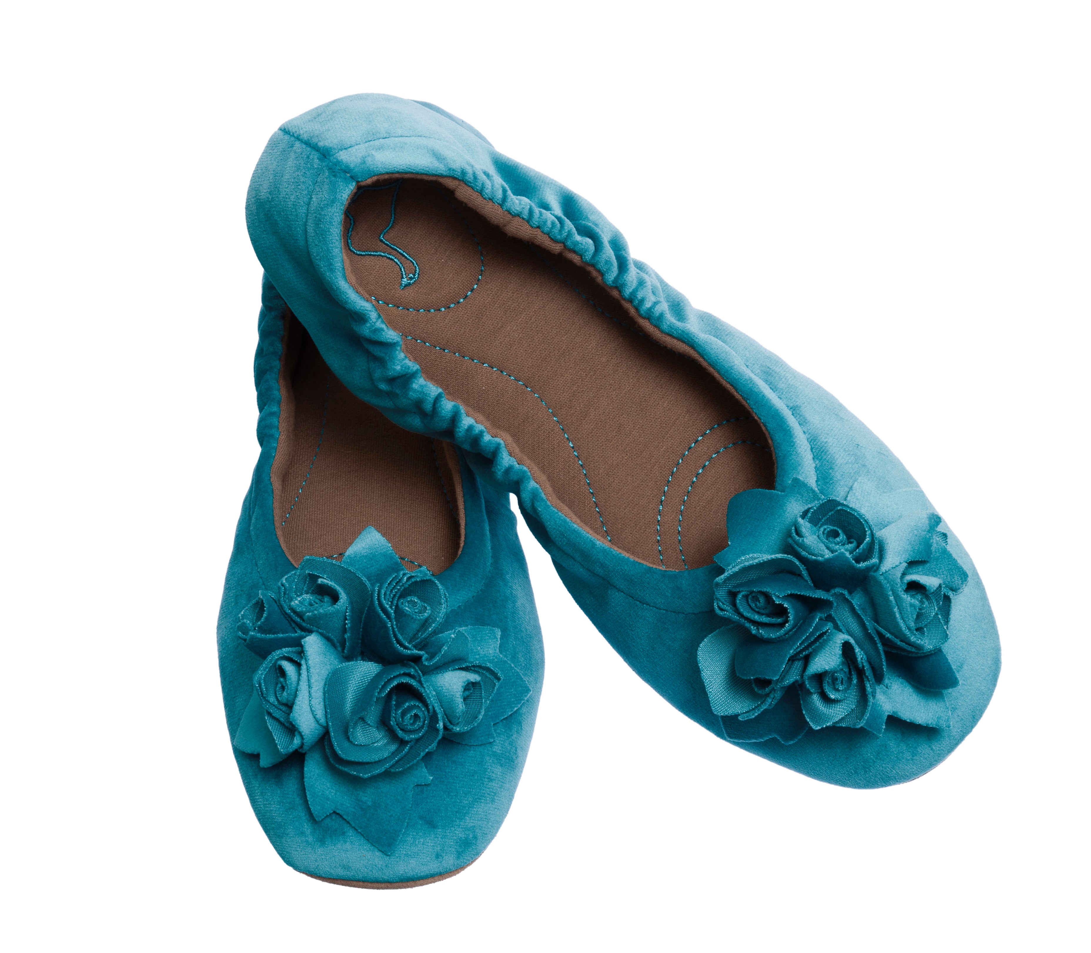 pampuschen Hausschuhe Ballerinas in Samt mit Jerseyfutter in der Farbe smaragd 