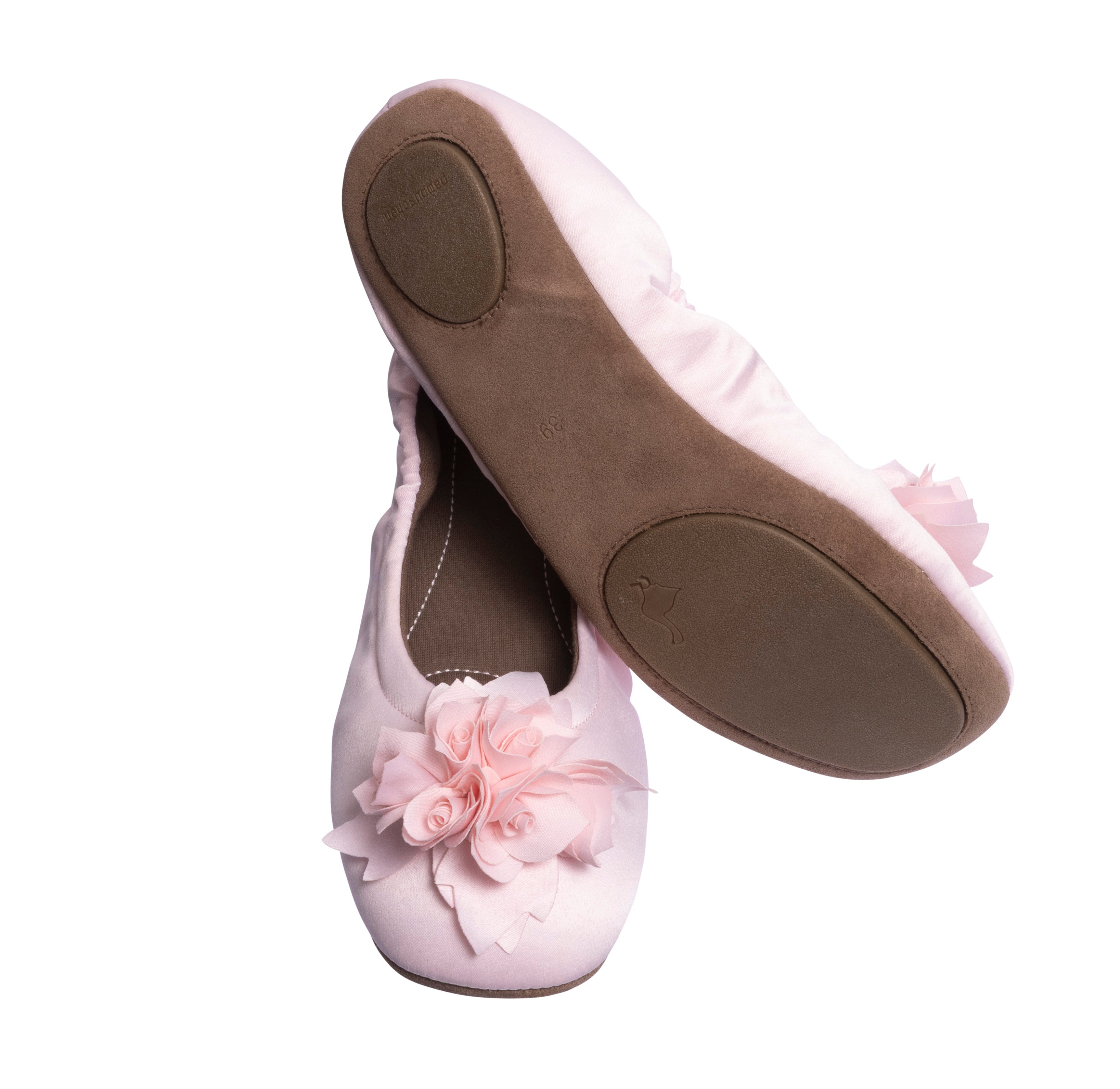pampuschen Ballerina Hausschuhe Grace satin puder Freiseller Sohlenansicht
