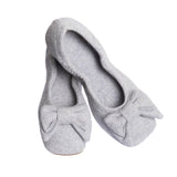 pampuschen_ballerina mit gummizug-hedy wolle-schleife-quadratische Spitze-Farbe stein-Hausschuhe 